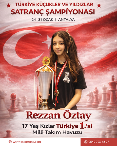 Türkiye Küçükler ve Yıldızlar Satranç Şampiyonası, 17 Yaş Kızlar Türkiye Şampiyonu Rezzan öztay