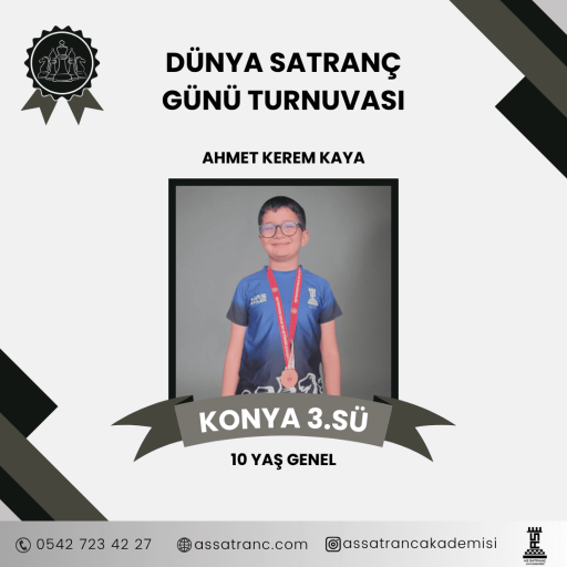 Konya Küçükler İl Birinciliği Satranç Turnuvası  Emine Zeynep Uzman