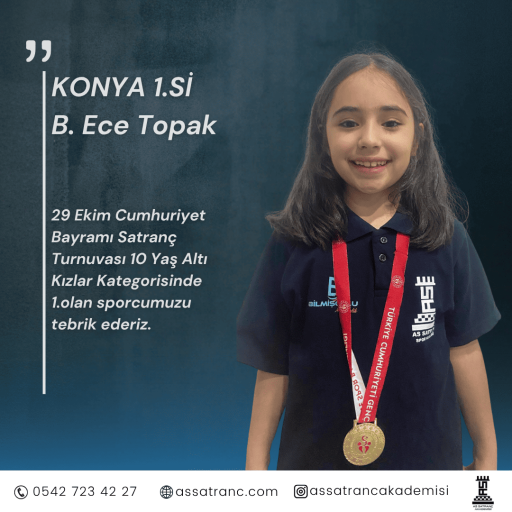 Konya Küçükler İl Birinciliği Satranç Turnuvası  Beril Keskin