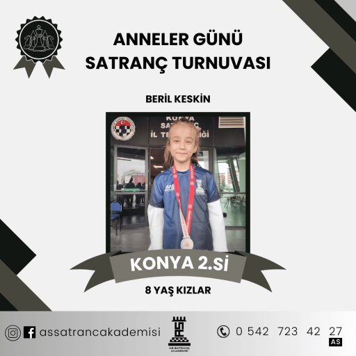 Konya Küçükler İl Birinciliği Satranç Turnuvası  Emine Zeynep Uzman