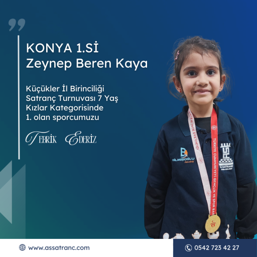 Konya Küçükler İl Birinciliği Satranç Turnuvası 20 madalya